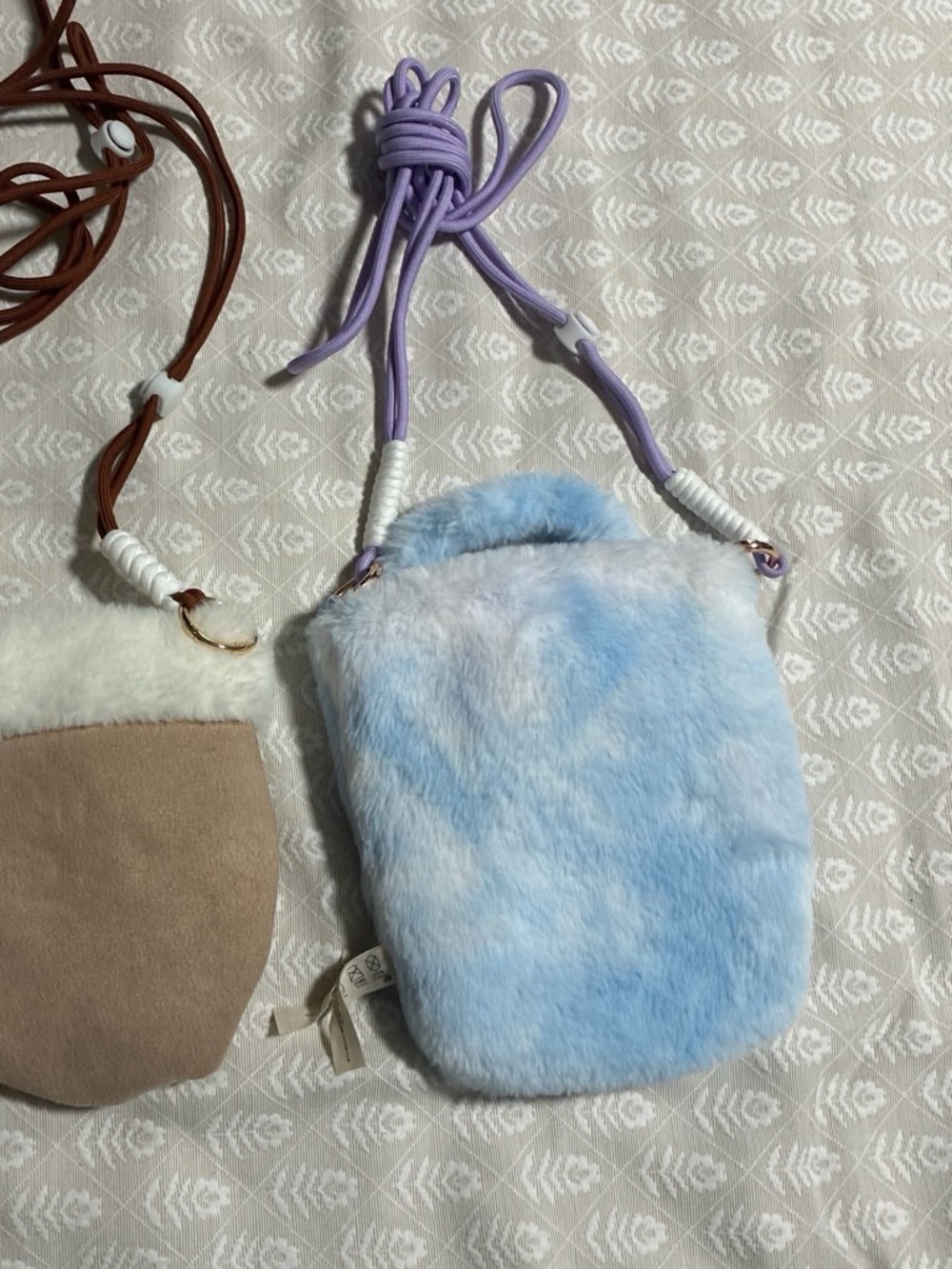 Plush Crossbody Bag - Blue Faux Fur
